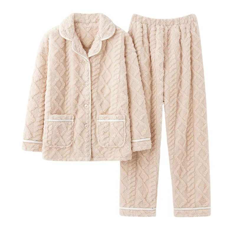 Winter New Coral Fleece Pajamas Suit Women Thickened Warmth Flannel Plus Size Home Service Home Comfort Pajamas
Winter New Coral Fleece Pajamas Suit Women Thickened Warmth Flannel Plus Size Home Service Home Comfort Pajamas