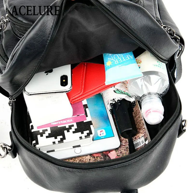 ACELURE high capacity School Bags New Fashion Ladies Solid PU Leather Backpack Female Girls Wateproof Casual Rucksack Teenager
ACELURE high capacity School Bags New Fashion Ladies Solid PU Leather Backpack Female Girls Wateproof Casual Rucksack Teenager