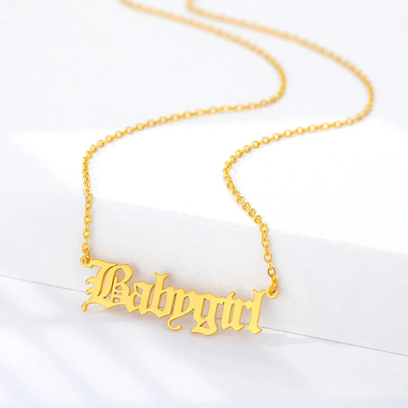 Old English Babygirl Letter Necklace For Women Minimalism Jewelry Stainless Steel Nameplate Pendants Birthday Gift
Old English Babygirl Letter Necklace For Women Minimalism Jewelry Stainless Steel Nameplate Pendants Birthday Gift