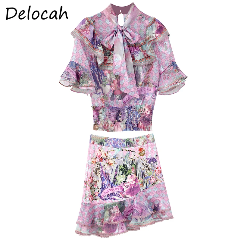 Delocah Women Fashion Designer TwoPiecesSet Flare Sleeve Bow Elastic Waist Top + Ruffle Hem A-Line Skirts 2 PiecesSuits 2021
Delocah Women Fashion Designer TwoPiecesSet Flare Sleeve Bow Elastic Waist Top + Ruffle Hem A-Line Skirts 2 PiecesSuits 2021