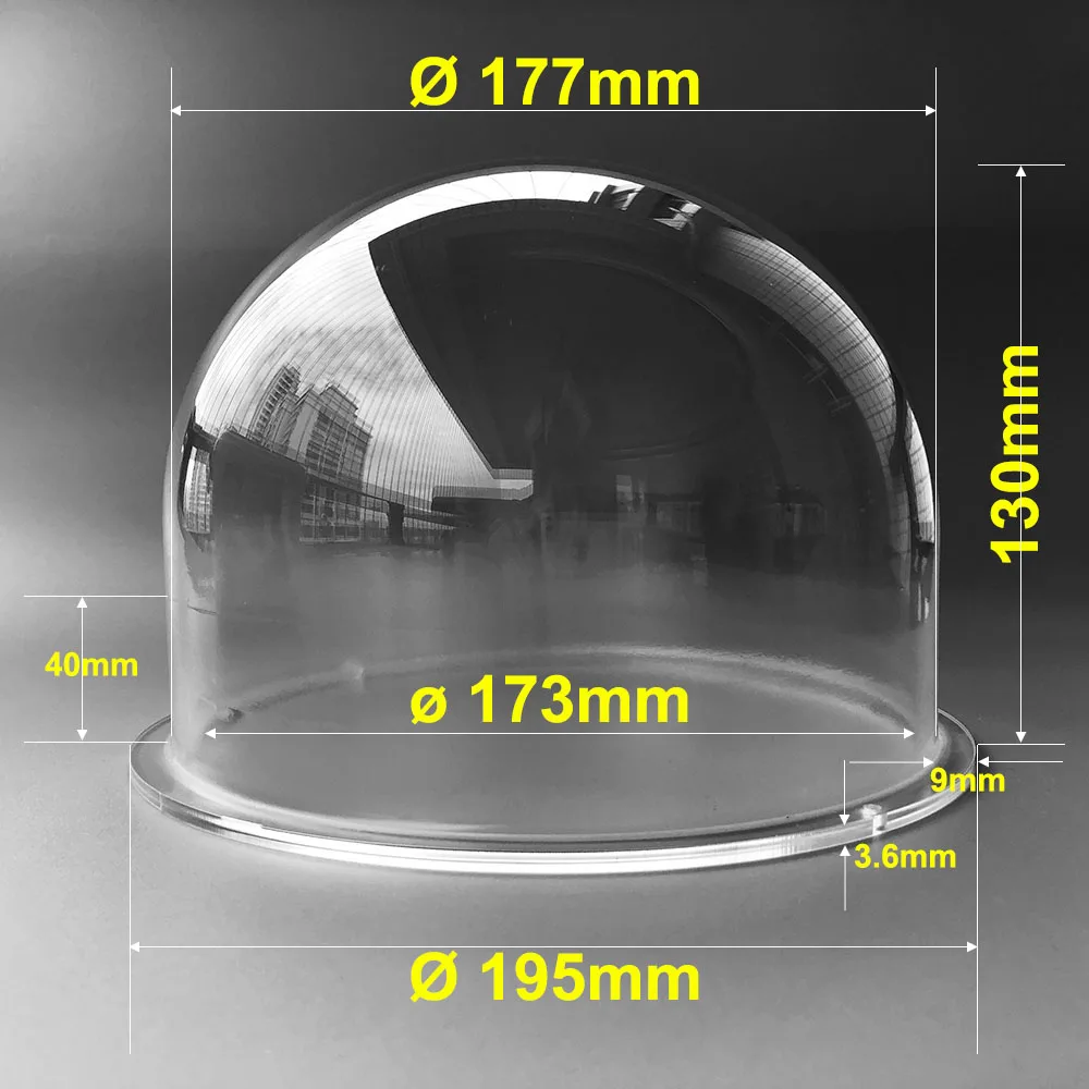 195x130mm 7.67 Inch Surveillance Camera Dome Glass Cover Waterproof Elevated Acrylic Hemisphere Diameter 195mm Height 130mm
195x130mm 7.67 Inch Surveillance Camera Dome Glass Cover Waterproof Elevated Acrylic Hemisphere Diameter 195mm Height 130mm
