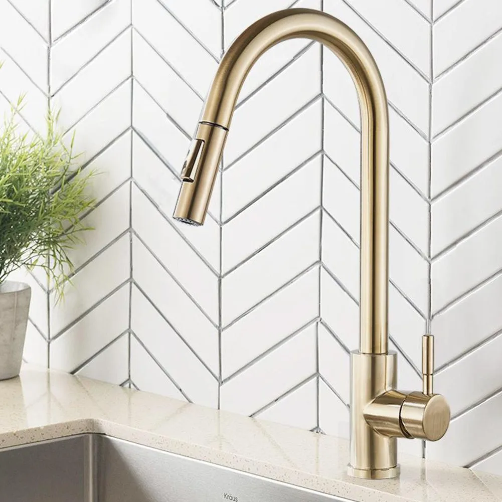 Brushed Gold Kitchen Faucet Pull Out Kitchen Faucet Single Sink Water Tap Hole Pull Out Spout Kitchen Sink Mixer Shower Faucet
Brushed Gold Kitchen Faucet Pull Out Kitchen Faucet Single Sink Water Tap Hole Pull Out Spout Kitchen Sink Mixer Shower Faucet