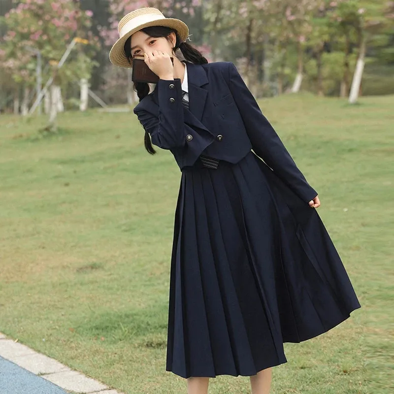 School Uniform for Women Solid Color Long Sleeve Jk Suit Coats New Tie Shirt Sling Pleated Skirt College Style Formal Clothes
School Uniform for Women Solid Color Long Sleeve Jk Suit Coats New Tie Shirt Sling Pleated Skirt College Style Formal Clothes
