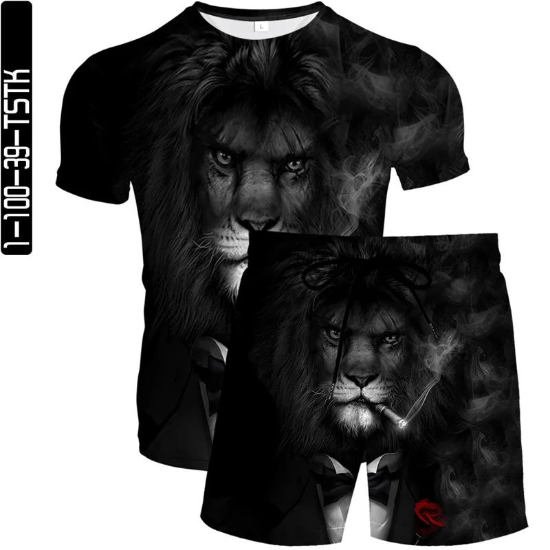 The latest men's and women's 3D printed beachwear fashion boutique short sleeve T-shirt lion multi-element printing in 2021 
The latest men's and women's 3D printed beachwear fashion boutique short sleeve T-shirt lion multi-element printing in 2021