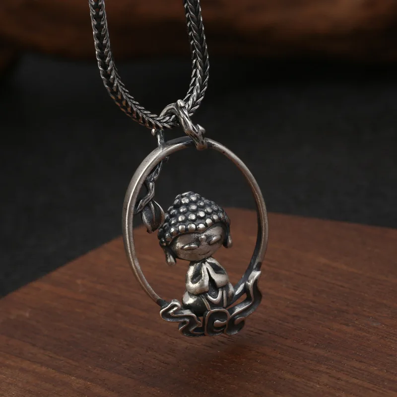 Genuine 925 Sterling Silver Jewelry Retro Cartoon Small Buddha Pendant Necklace Female Ethnic Style Exquisite Accessories 
Genuine 925 Sterling Silver Jewelry Retro Cartoon Small Buddha Pendant Necklace Female Ethnic Style Exquisite Accessories