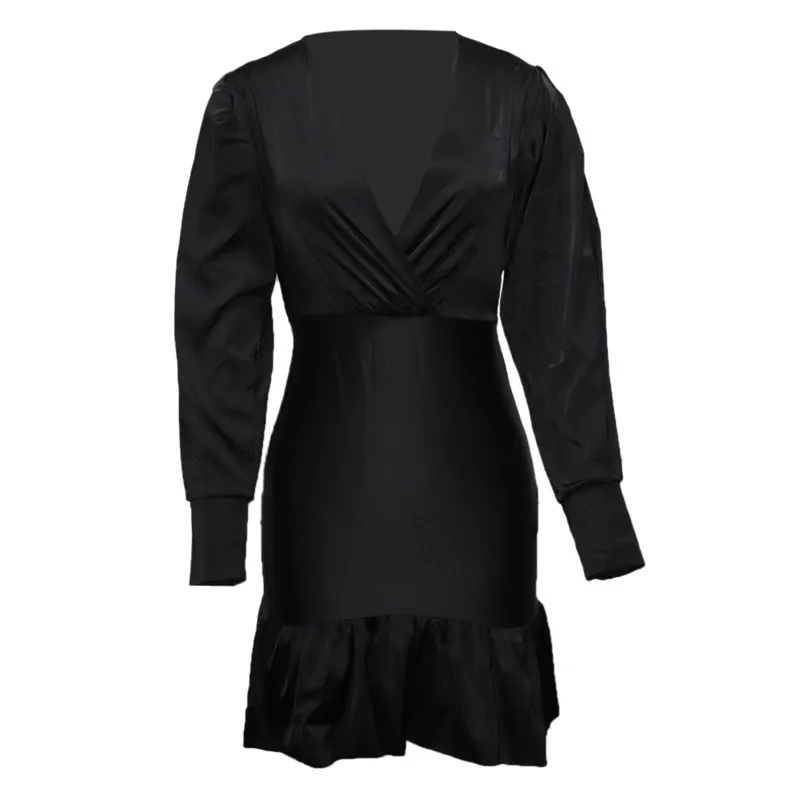 Sexy V Neck Elegant Women Mini Dress Sexy Low Neck Daily Outfit Stretch Sheath Puff Sleeve Dress Fashion Slim Pleated Dresses 
Sexy V Neck Elegant Women Mini Dress Sexy Low Neck Daily Outfit Stretch Sheath Puff Sleeve Dress Fashion Slim Pleated Dresses