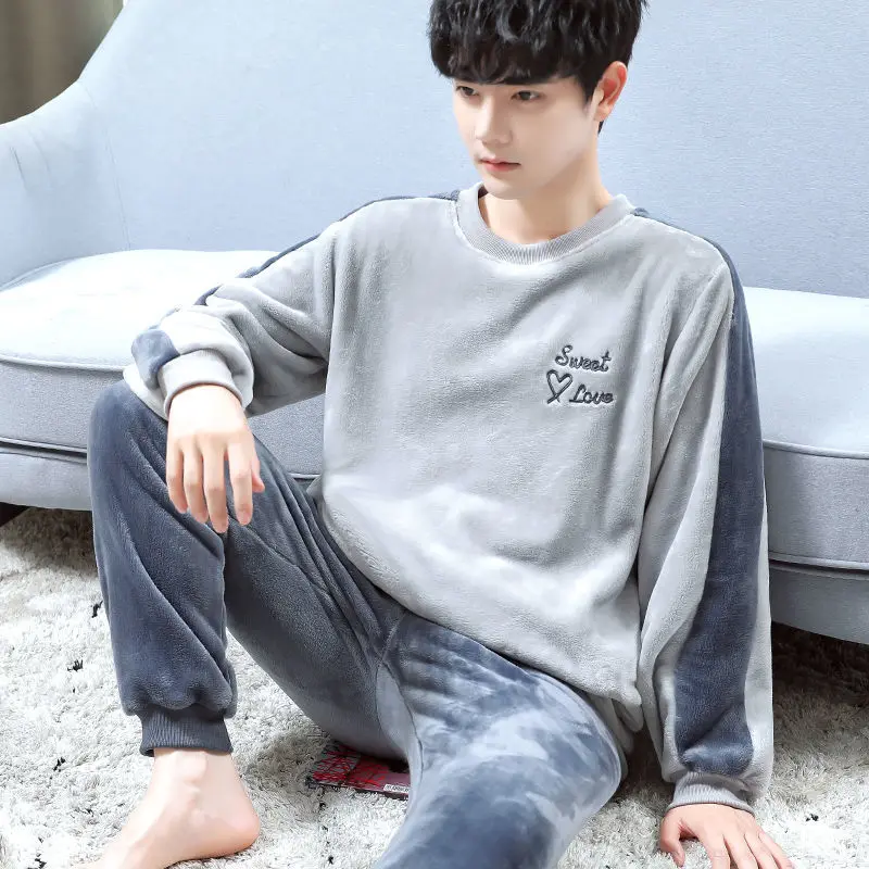 Gray Fleece Nightgown Pajamas Suit Sleep Set Nightwear Men Warm 2PCS Sleepwear Lougne Intimate Lingerie Home Clothing Pyjamas
Gray Fleece Nightgown Pajamas Suit Sleep Set Nightwear Men Warm 2PCS Sleepwear Lougne Intimate Lingerie Home Clothing Pyjamas