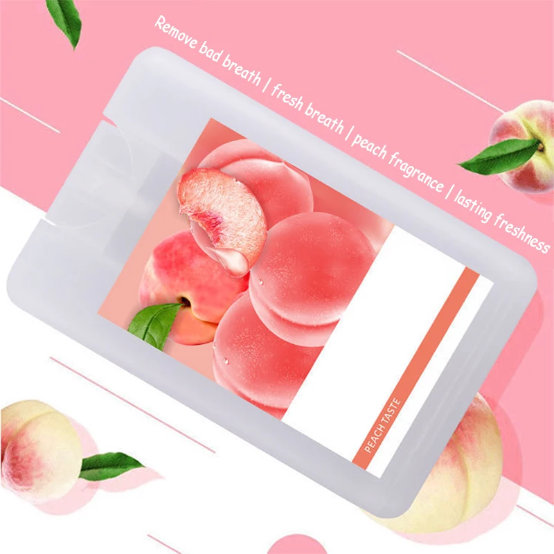 20ml Breath Freshener Peach & Mint Flavor Oral Spray Long Lasting Cleansing Mouth Remove Malodorous Fume Portable Spray BUTT666
20ml Breath Freshener Peach & Mint Flavor Oral Spray Long Lasting Cleansing Mouth Remove Malodorous Fume Portable Spray BUTT666