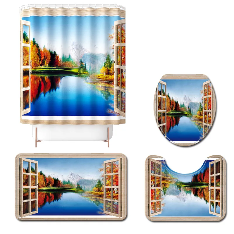 Landscape Printing Bathroom Carpet Bath Mat and Shower Curtain Set Absorbent Toilet Rug Bathroom Decoration Floor Mat Set
Landscape Printing Bathroom Carpet Bath Mat and Shower Curtain Set Absorbent Toilet Rug Bathroom Decoration Floor Mat Set