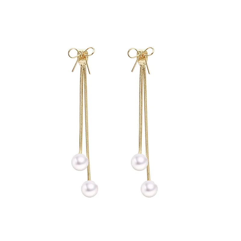 2020 New Korean Vintage Earrings For Women Gold Simple Bowknot Earrings With Long Pearl Tassel Earrings Fashion Jewelry
2020 New Korean Vintage Earrings For Women Gold Simple Bowknot Earrings With Long Pearl Tassel Earrings Fashion Jewelry