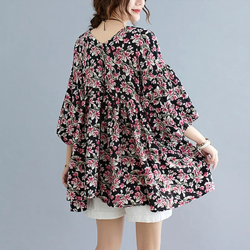 BIG SIZE Summer Women Fashion Flower Print V Neck Tops Ladies Female Plus Large Puff Sleeve Chiffon Loose Femme Blouse Shirt
BIG SIZE Summer Women Fashion Flower Print V Neck Tops Ladies Female Plus Large Puff Sleeve Chiffon Loose Femme Blouse Shirt