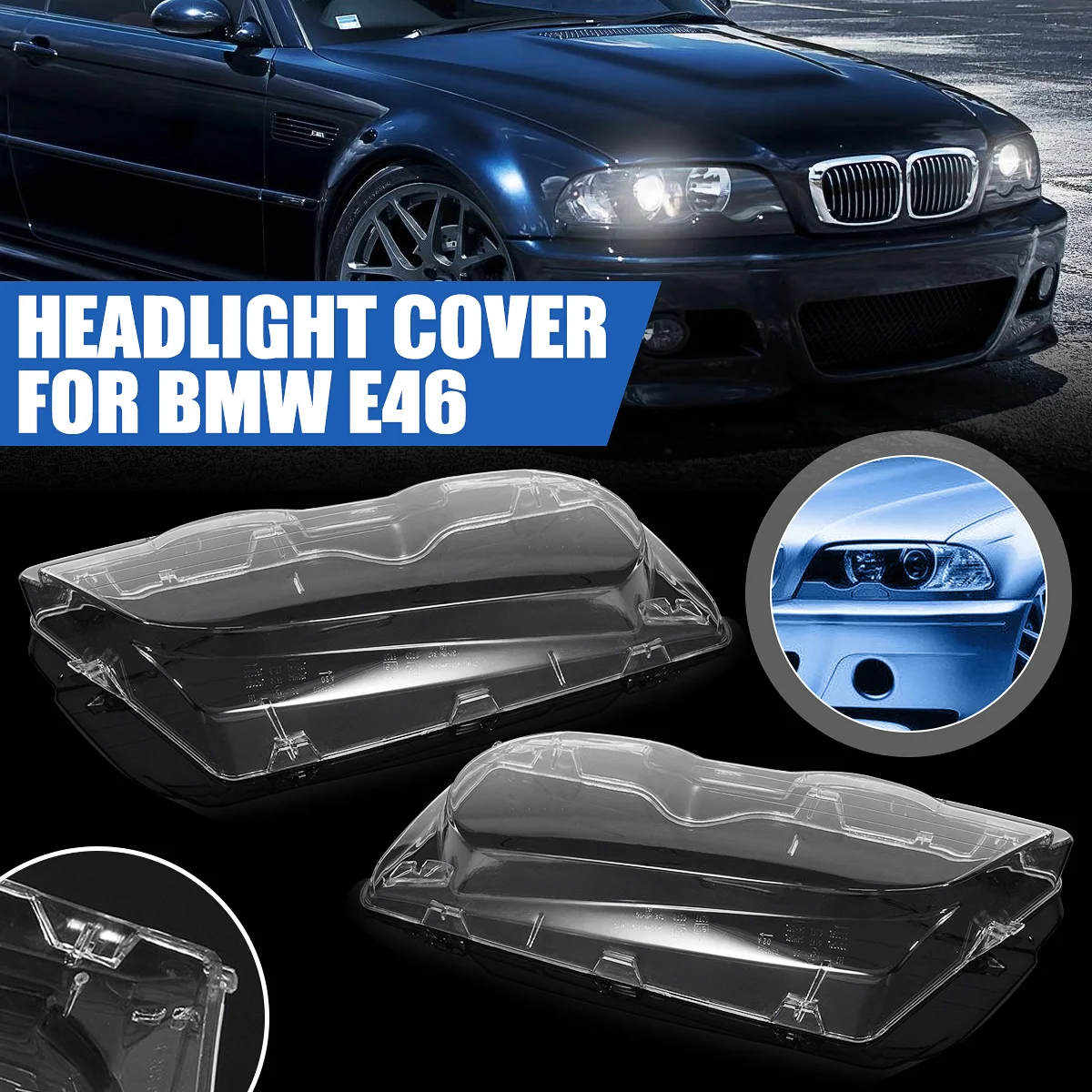 1 Pair Car Headlight Clear Lens Headlamp Clear Cover Convertible For BMW E46 2DR 1999-2003 M3 2001-2006/ 4DR 1998 1999 2000 2001
1 Pair Car Headlight Clear Lens Headlamp Clear Cover Convertible For BMW E46 2DR 1999-2003 M3 2001-2006/ 4DR 1998 1999 2000 2001