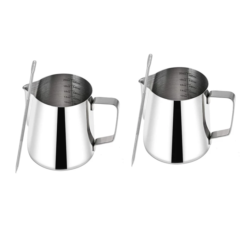 Espresso Steaming Pitcher Set 20OZ/600Ml Measurement Inside Stainless Steel Milk Frothing Cup -for Espresso Machines
Espresso Steaming Pitcher Set 20OZ/600Ml Measurement Inside Stainless Steel Milk Frothing Cup -for Espresso Machines