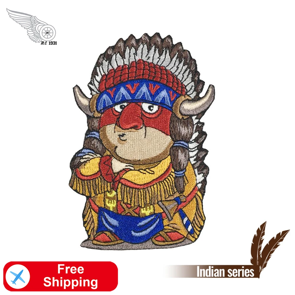 Индийский мультфильм Вышивка Патчи Mohican Утюг на аппликация куртка жилет значок