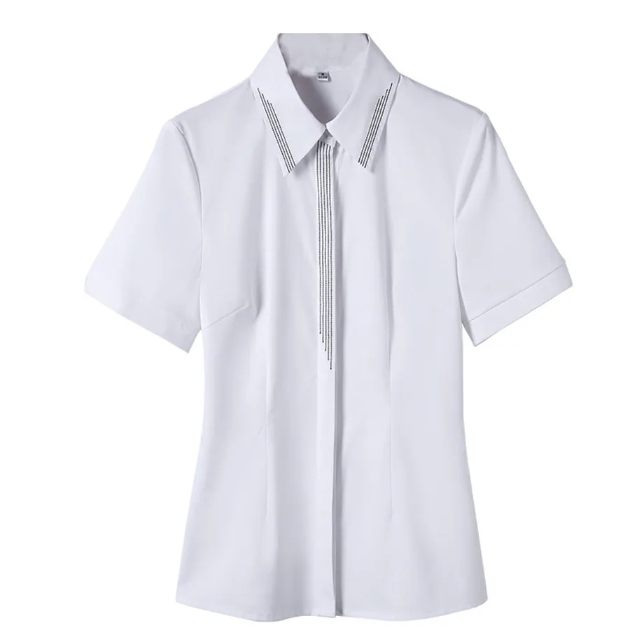 Women Profession Blusas Femininas Tops Elegant Ladies Formal Office Blouse Shirts Female Short Sleeve Turn-Down Collar Blouses
Women Profession Blusas Femininas Tops Elegant Ladies Formal Office Blouse Shirts Female Short Sleeve Turn-Down Collar Blouses