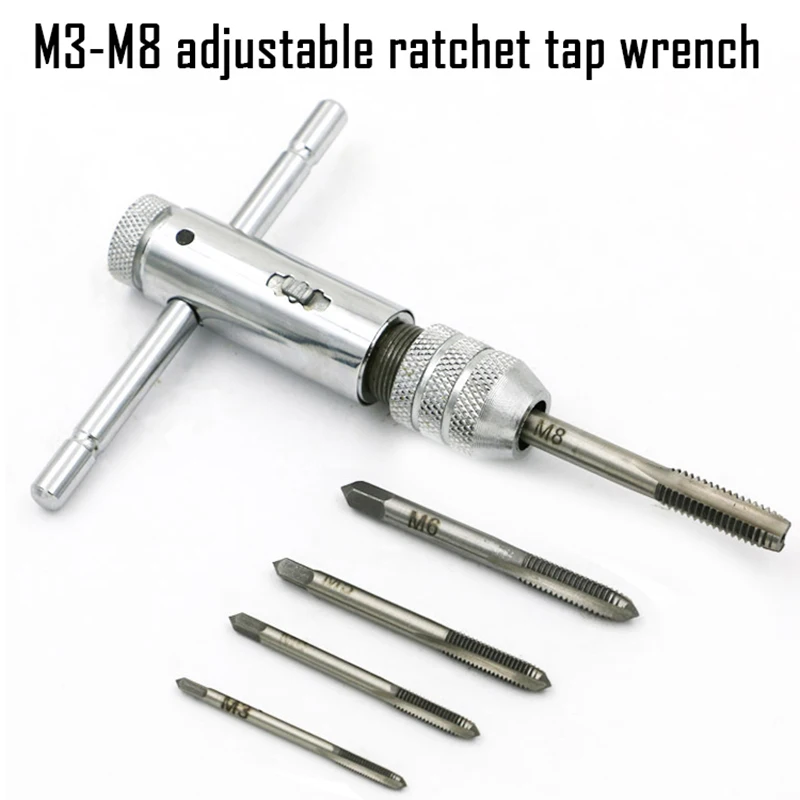 New M3-M8 Adjustable Ratchet Tap Tap Wrench For Tap Tapping Hand For Reversing Wrench Manual Tapping Accessories -1 Set
New M3-M8 Adjustable Ratchet Tap Tap Wrench For Tap Tapping Hand For Reversing Wrench Manual Tapping Accessories -1 Set
