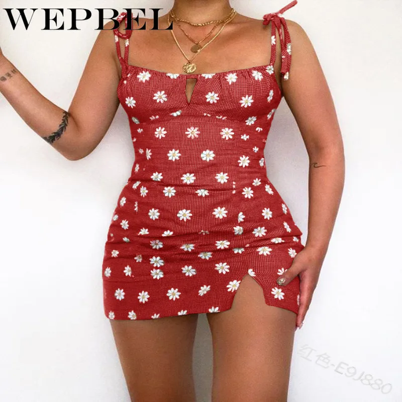 WEPBEL Sleeveless Halter Party Short Dresses Women Fashion Floral Print Tie Mini Sling Dress 
WEPBEL Sleeveless Halter Party Short Dresses Women Fashion Floral Print Tie Mini Sling Dress