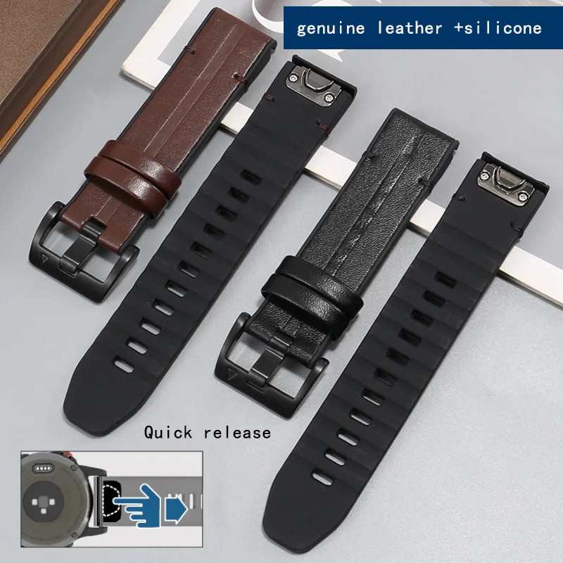Yopo Genuine Leather Strap Replacement Garmin Fenix 3HR 5X 6X Plus Pro Quick Release Silicone Watchband 22 26mm
Yopo Genuine Leather Strap Replacement Garmin Fenix 3HR 5X 6X Plus Pro Quick Release Silicone Watchband 22 26mm