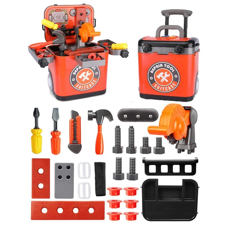 23 Pcs Kid Pretend Tool Box with Draw-Bar Storeage Engineering Construction Accessories Pretend Role Play Tool Toy Set
23 Pcs Kid Pretend Tool Box with Draw-Bar Storeage Engineering Construction Accessories Pretend Role Play Tool Toy Set