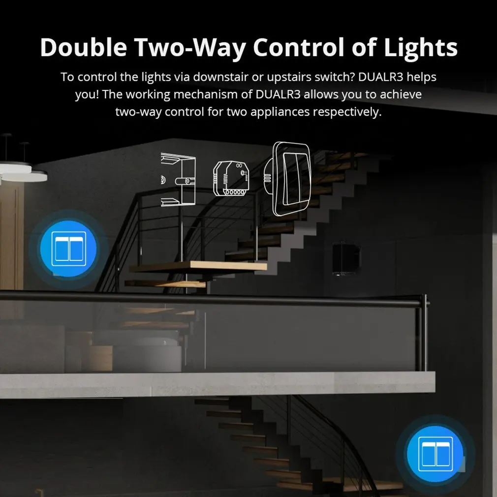 DualR3 Wi-Fi умный переключатель для штор с сертификацией TUV, дозирование мощности, двухсторонний умный переключатель, двойной релейный переключ...
DualR3 Wi-Fi умный переключатель для штор с сертификацией TUV, дозирование мощности, двухсторонний умный переключатель, двойной релейный переключ...