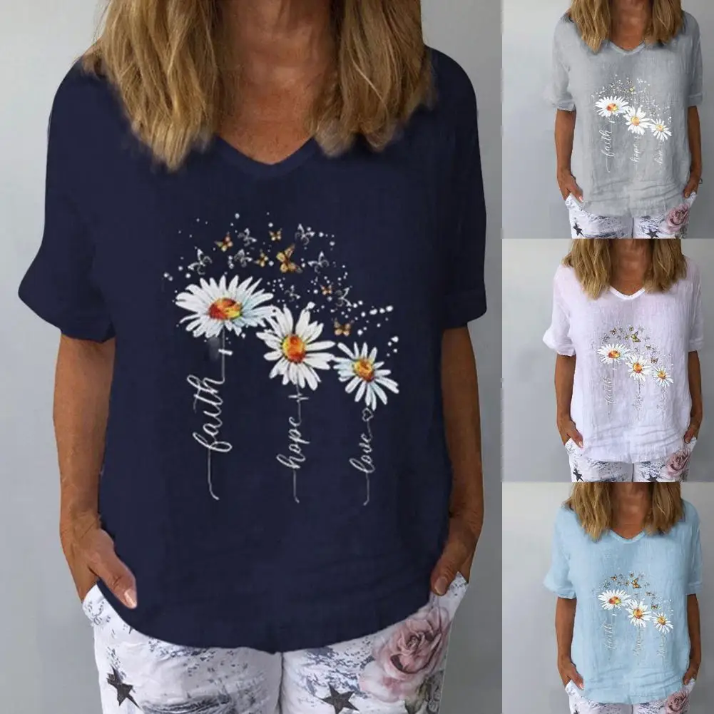 Casual Women T-shirt V Neck Marguerite Butterfly Printed Short Sleeve Blouse Top Summer Casual Loose Tops Clothing
Casual Women T-shirt V Neck Marguerite Butterfly Printed Short Sleeve Blouse Top Summer Casual Loose Tops Clothing