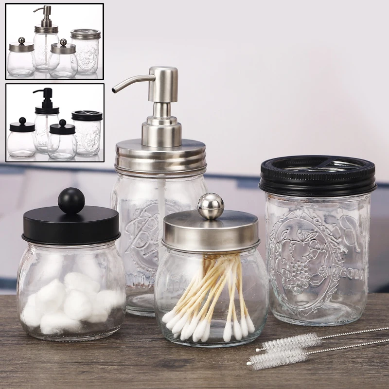 4Pcs/Set Transparent Liquid Soap Dispenser Bottle Stainless Steel Toothbrush Cotton Swabs Container
4Pcs/Set Transparent Liquid Soap Dispenser Bottle Stainless Steel Toothbrush Cotton Swabs Container