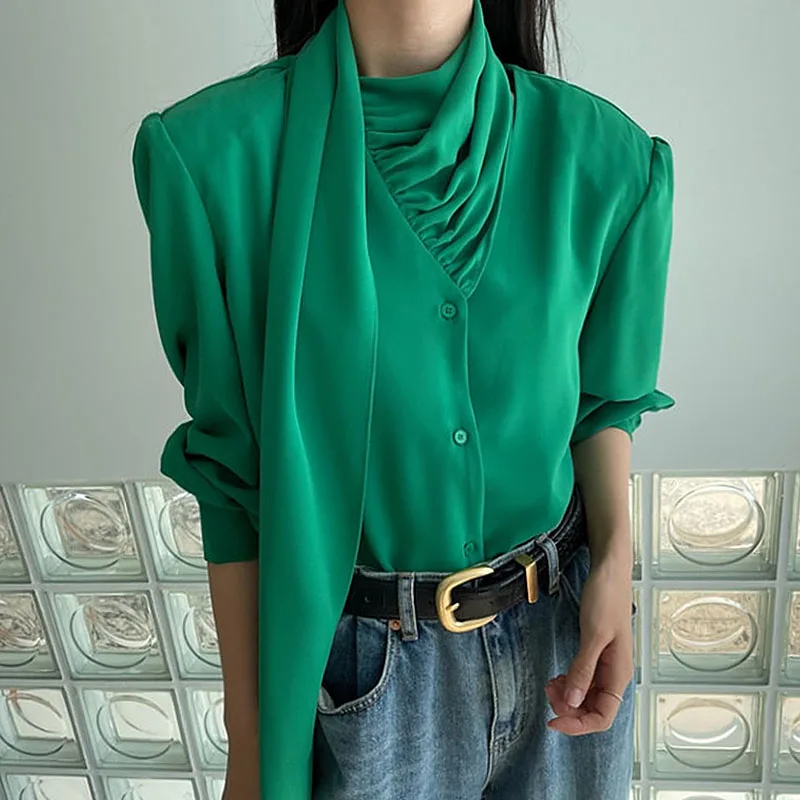 SuperAen однотонный простой Универсальный шарф с воротником и лентой, Свободный Повседневный Универсальный женский топ, рубашки
SuperAen однотонный простой Универсальный шарф с воротником и лентой, Свободный Повседневный Универсальный женский топ, рубашки