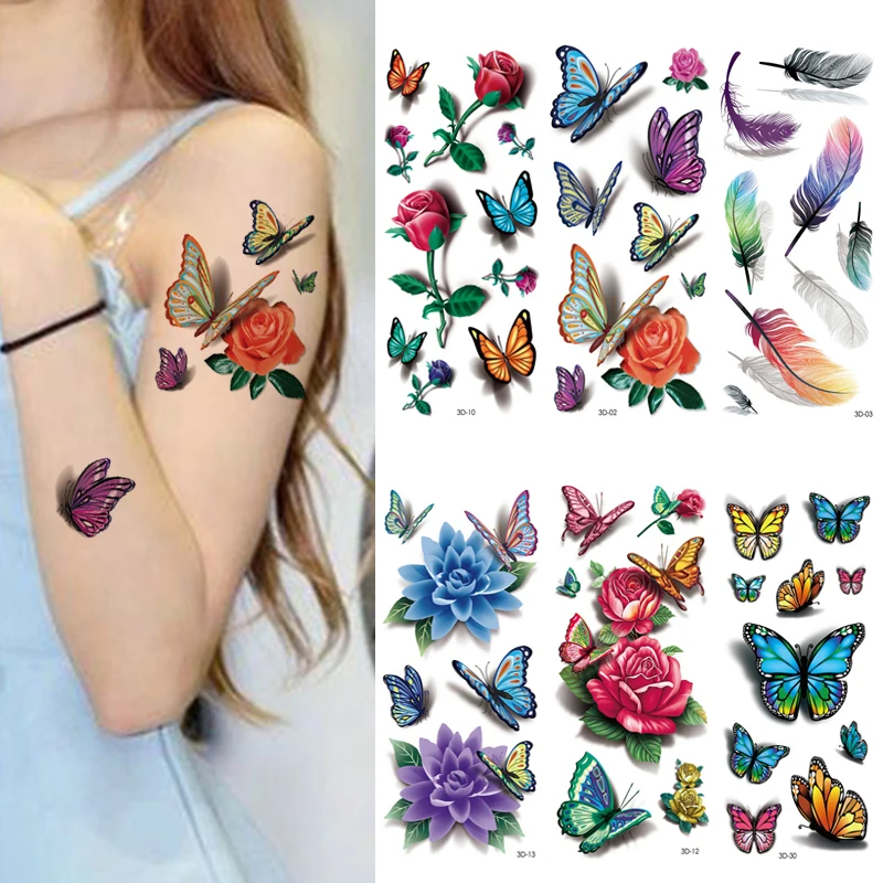 6 Piece Waterproof Fake Temporary Tattoos Flower Rose Flash Butterfly Feather Body Art Arm Sleeve Women Girl Sticker
6 Piece Waterproof Fake Temporary Tattoos Flower Rose Flash Butterfly Feather Body Art Arm Sleeve Women Girl Sticker