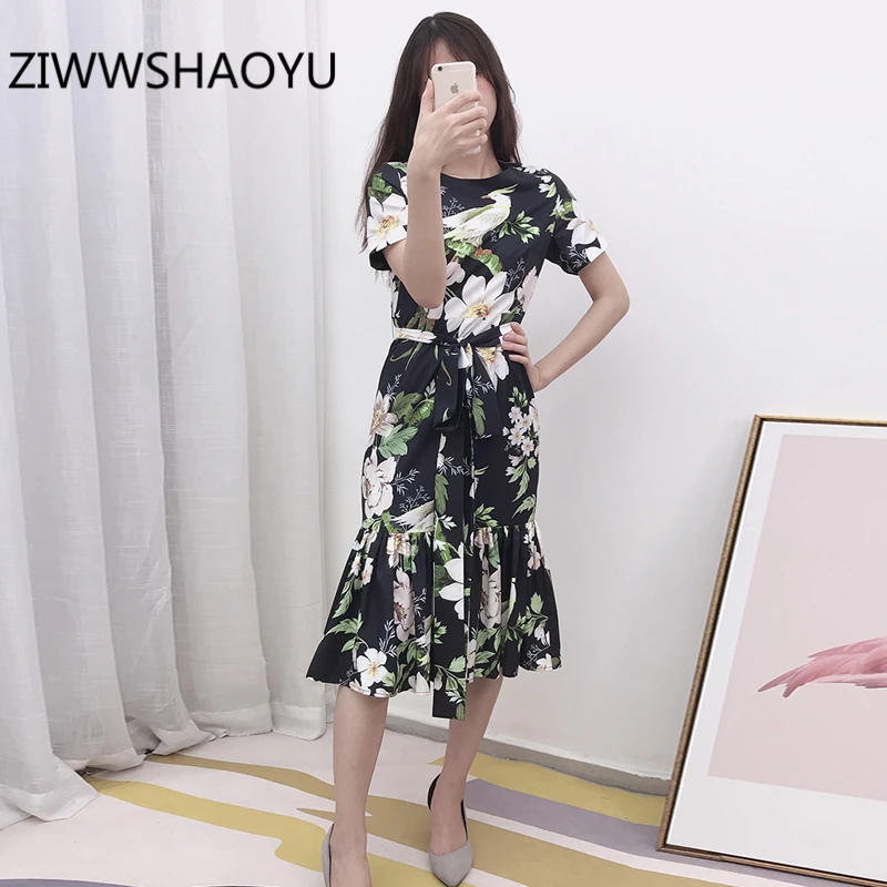 ZIWWSHAOYU Women Summer Elegant Floral Print Ruffles Trumpet Mermaid Dress Ladies Short Sleeve Bow Tie Vintage Midi Dresses
ZIWWSHAOYU Women Summer Elegant Floral Print Ruffles Trumpet Mermaid Dress Ladies Short Sleeve Bow Tie Vintage Midi Dresses
