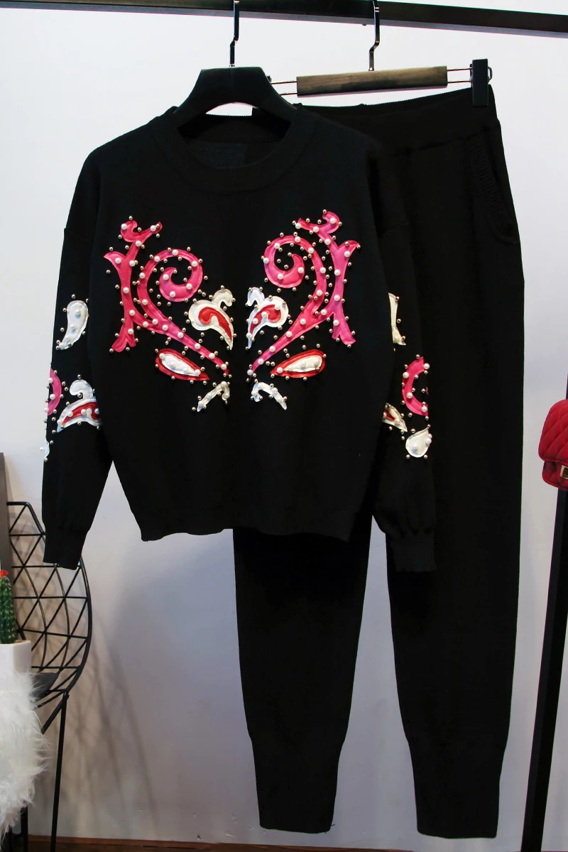 Women's Suit Hot Fashion Cardigan Sweater Trousers Full Pearls Pockets O-neck Elastic Waist New 2020 Cotton Knit Two-piece
Women's Suit Hot Fashion Cardigan Sweater Trousers Full Pearls Pockets O-neck Elastic Waist New 2020 Cotton Knit Two-piece