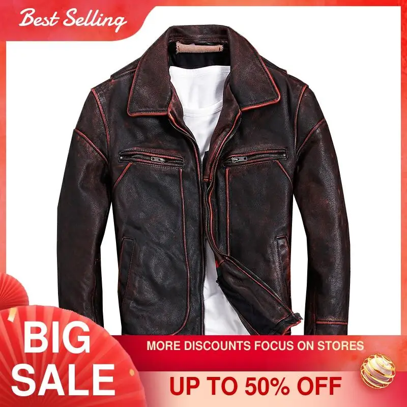 2021 Vintage Red Brown Men American Casual Style Leather Jacket Plus Size 5XL Genuine Cowhide Autumn Natural Coat FREE SHIPPING
2021 Vintage Red Brown Men American Casual Style Leather Jacket Plus Size 5XL Genuine Cowhide Autumn Natural Coat FREE SHIPPING