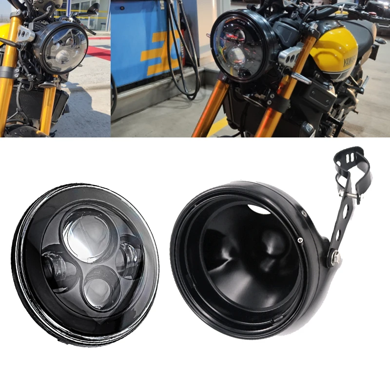 

7-дюймовый налобный фонарь DOT SAE E9 для мотоцикла, светодиодный налобный фонарь дальнего/ближнего света, 7-дюймовый корпус, отделочное кольцо д...
