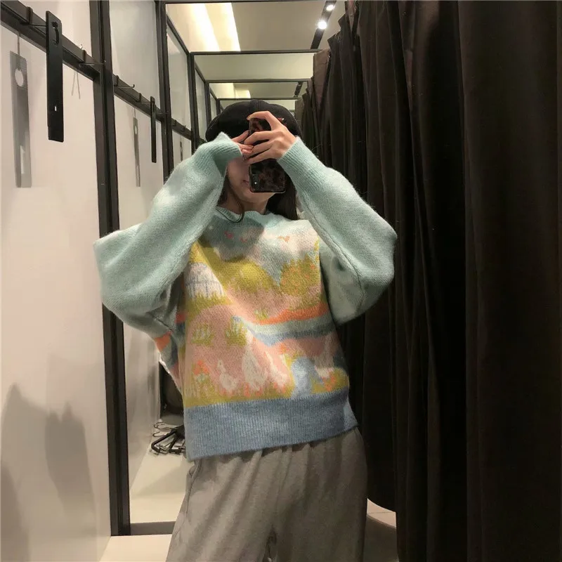 ZA Women Cute Jacquard Animal Knit Sweater 2021 Long Sleeve O Neck Soft Knitted Top Woman Chic Vintage Ribbed Pullover
ZA Women Cute Jacquard Animal Knit Sweater 2021 Long Sleeve O Neck Soft Knitted Top Woman Chic Vintage Ribbed Pullover