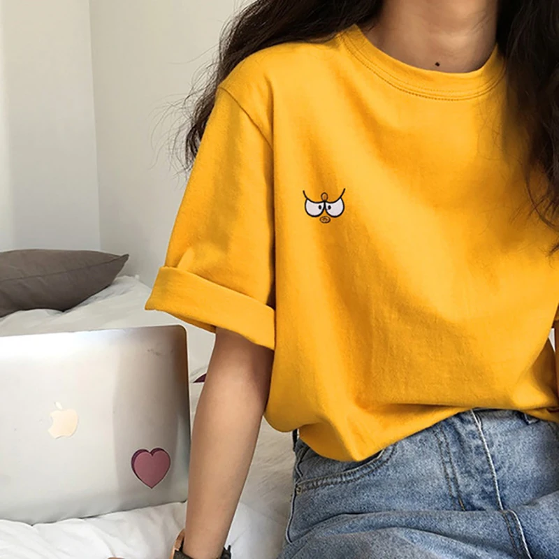 Women's t-shirts summer Top off white embroidery cartoon round neck pullover top T-shirts harajuku sweet loose T-shirt
Women's t-shirts summer Top off white embroidery cartoon round neck pullover top T-shirts harajuku sweet loose T-shirt