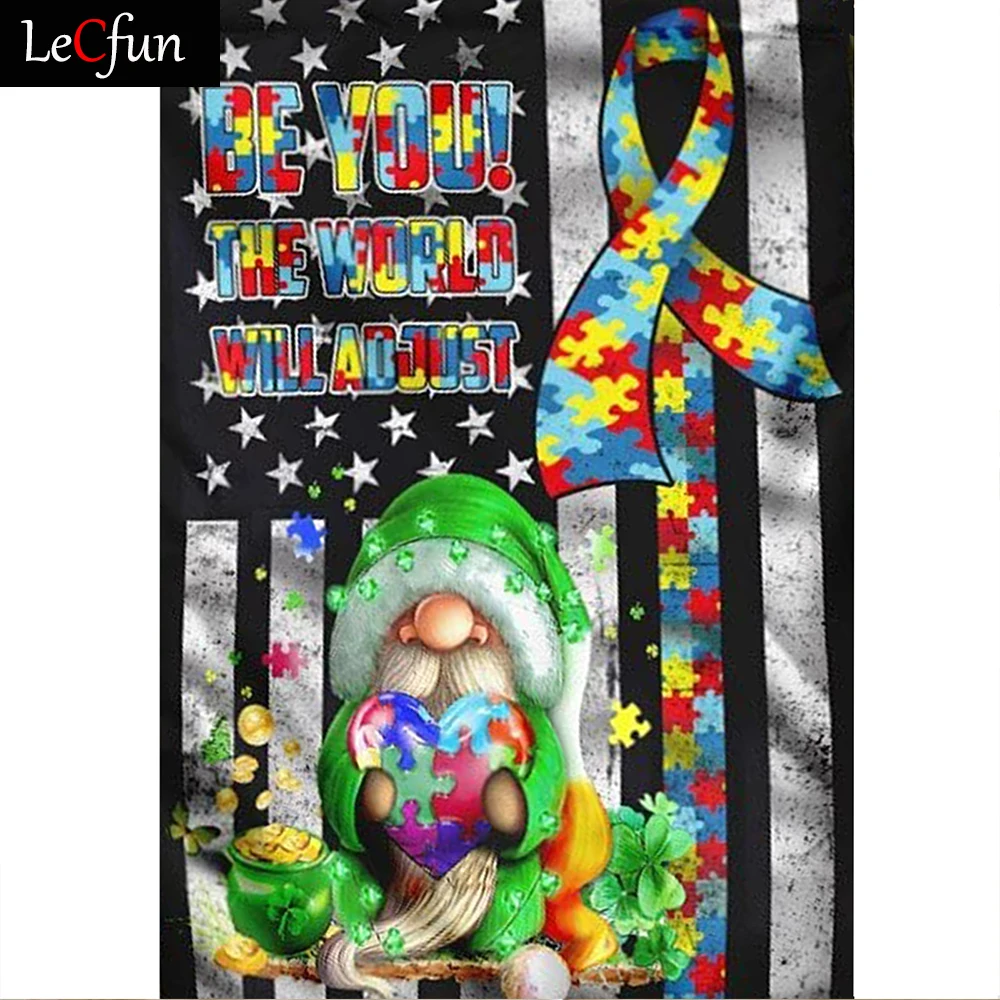 

LeCfun 5D Autism-Awareness Diamond Painting Art Kits Gnomes Full Drill Round/Square Shiny Rhinestone Art Craft Embroidery