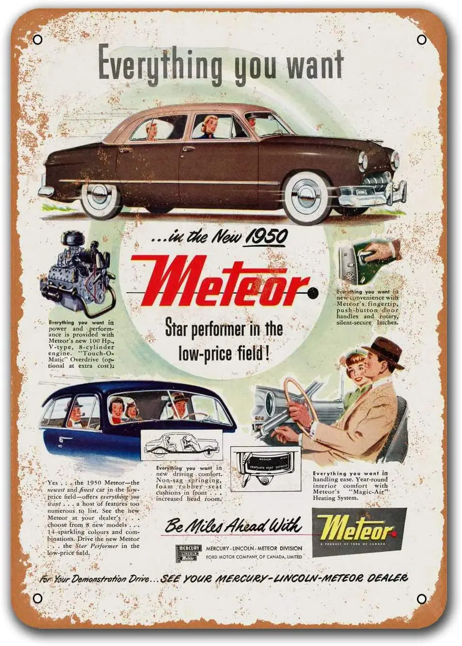 1950 Meteor Tin Metal Signs Vintage Cars, Sisoso Plaques Poster Man Cave Pub Retro Wall Decor 12x16 inch
1950 Meteor Tin Metal Signs Vintage Cars, Sisoso Plaques Poster Man Cave Pub Retro Wall Decor 12x16 inch