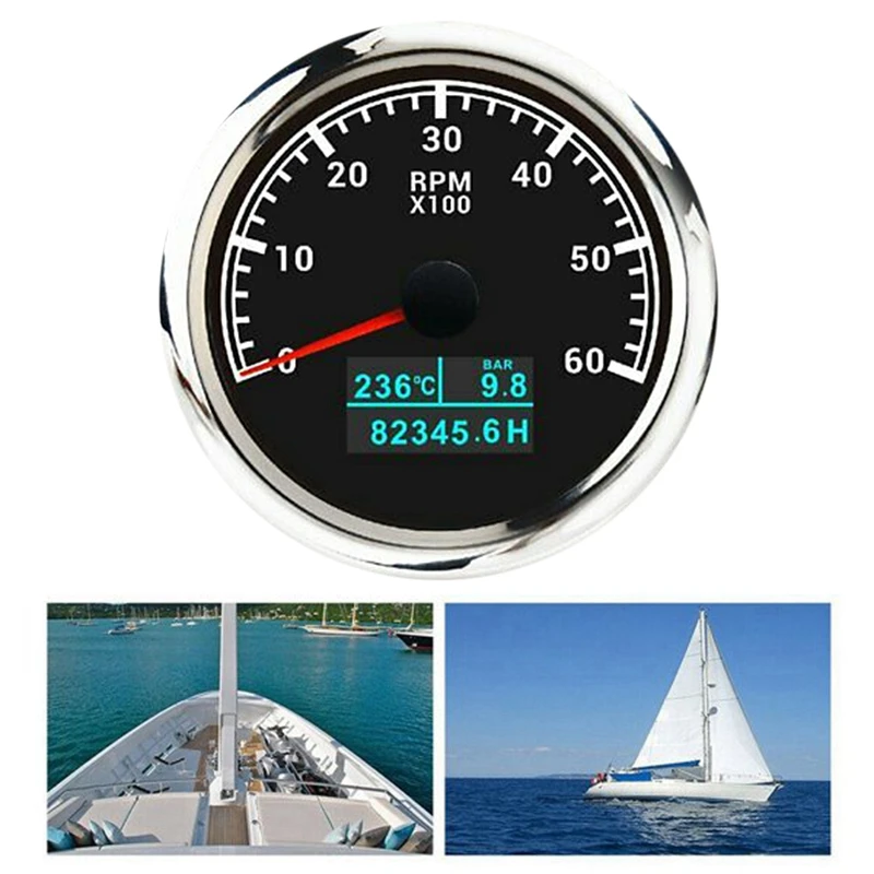 85Mm 3 In1 Marine Multi-Function Tachometer 0-6000 RPM Tachometer with Water Temperature and Oil Pressure
85Mm 3 In1 Marine Multi-Function Tachometer 0-6000 RPM Tachometer with Water Temperature and Oil Pressure