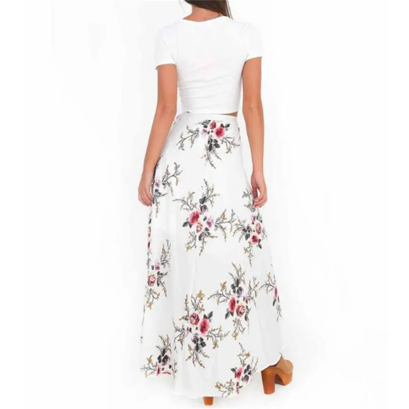 Women White Irregular Long Skirt 2018 Summer Boho Vintage Floral Print Side Slit Wrap Maxi Skirt Girl Waist Skirts female
Women White Irregular Long Skirt 2018 Summer Boho Vintage Floral Print Side Slit Wrap Maxi Skirt Girl Waist Skirts female