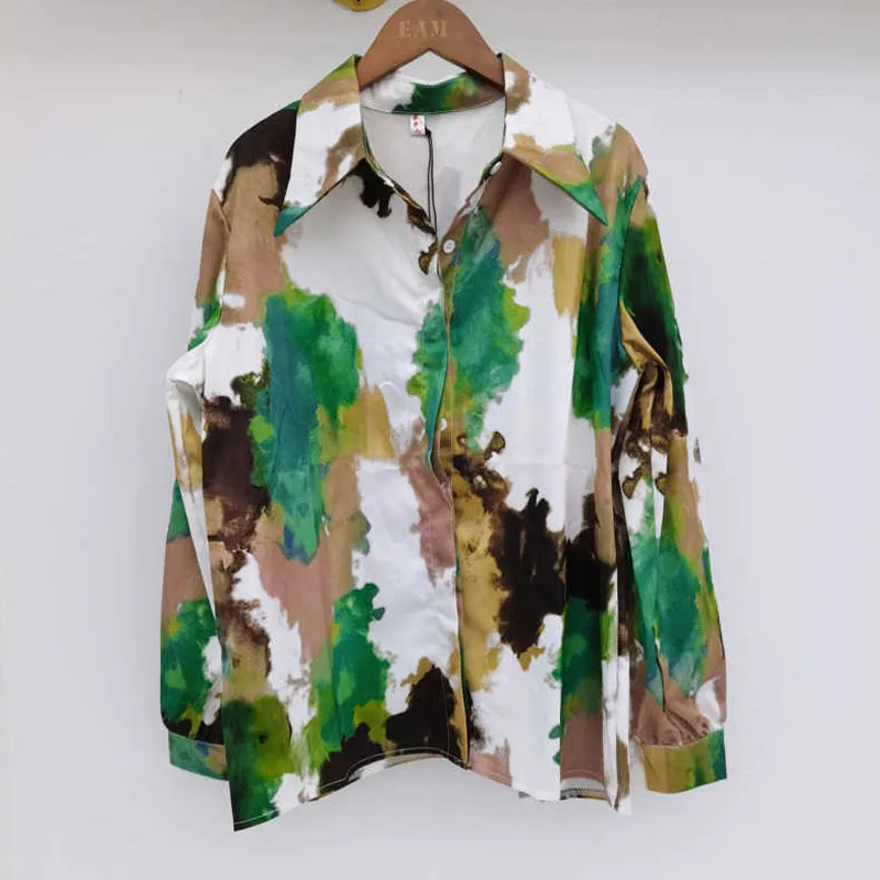Autumn 2021 Women Fashion Vintage Blouse Turn-down Collar Long-sleeved Long Sleeve Panelled Green Print Loose Shirt Blusas
Autumn 2021 Women Fashion Vintage Blouse Turn-down Collar Long-sleeved Long Sleeve Panelled Green Print Loose Shirt Blusas