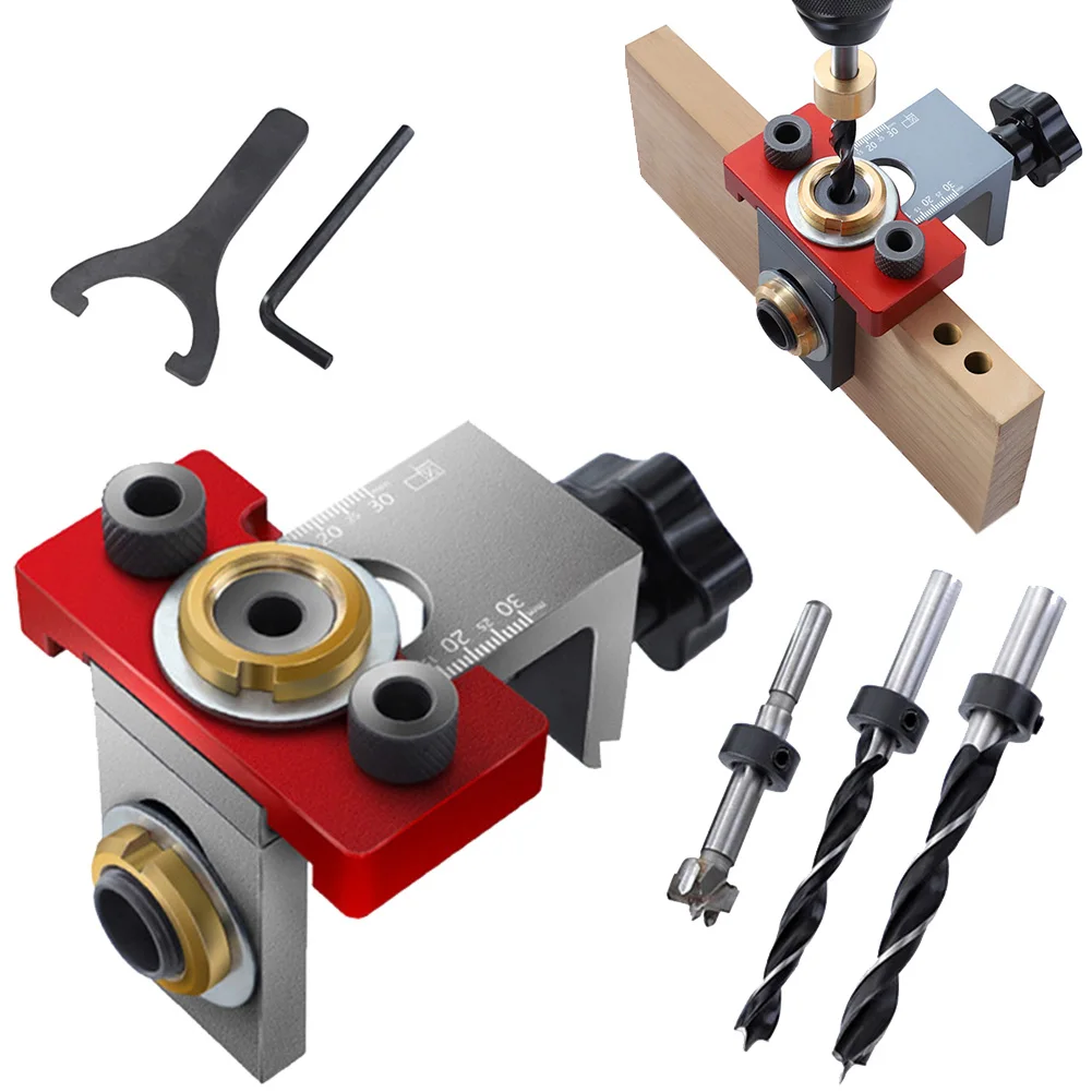 3 in 1 Doweling Jig Woodworking Pocket Drilling Locator Jig with 8/10/15mm Drill Bit Furniture Connecting Woodworking Tools
3 in 1 Doweling Jig Woodworking Pocket Drilling Locator Jig with 8/10/15mm Drill Bit Furniture Connecting Woodworking Tools