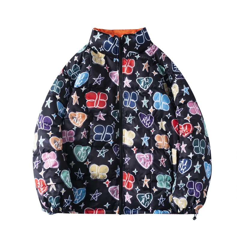 Winter Cotton Clothes Men Women Street Wear Padded Jacket Loose High Collar Coats Warm Cartoon Graffiti Printing Coats Thick
Winter Cotton Clothes Men Women Street Wear Padded Jacket Loose High Collar Coats Warm Cartoon Graffiti Printing Coats Thick