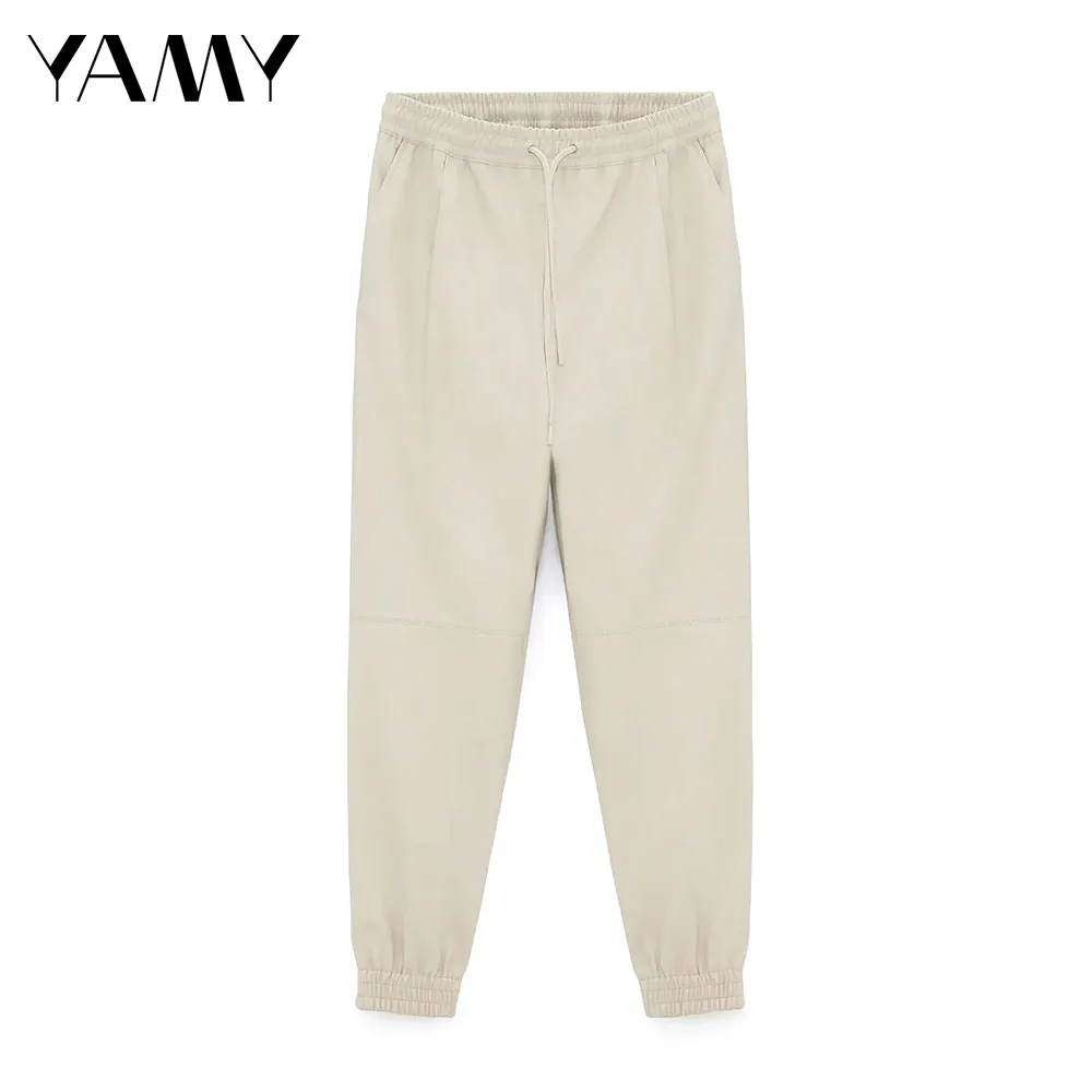 New Women High Waist PU Leather Trousers with String Casual Loose Solid Office Lady Pencil Pant Female Autumn Za Pant Streetwear
New Women High Waist PU Leather Trousers with String Casual Loose Solid Office Lady Pencil Pant Female Autumn Za Pant Streetwear