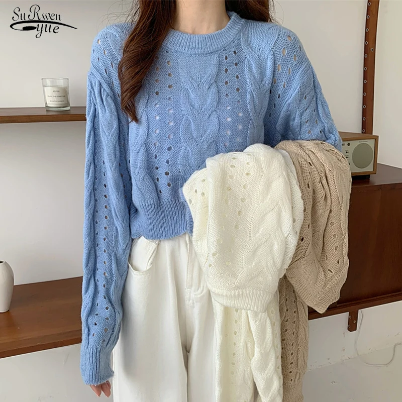 2021 Autumn Pullover Women Sweater Knitted Casual Fashion Twist Hollow Out Loose Sweater Round Neck Long Sleeve Short Tops 17647
2021 Autumn Pullover Women Sweater Knitted Casual Fashion Twist Hollow Out Loose Sweater Round Neck Long Sleeve Short Tops 17647