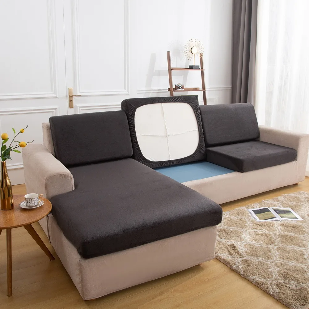 

Защита для мебели на 1/2/3 места, плюшевый толстый чехол для дивана, протектор для дивана, чехол для подушки на сиденье, эластичный однотонный ...
