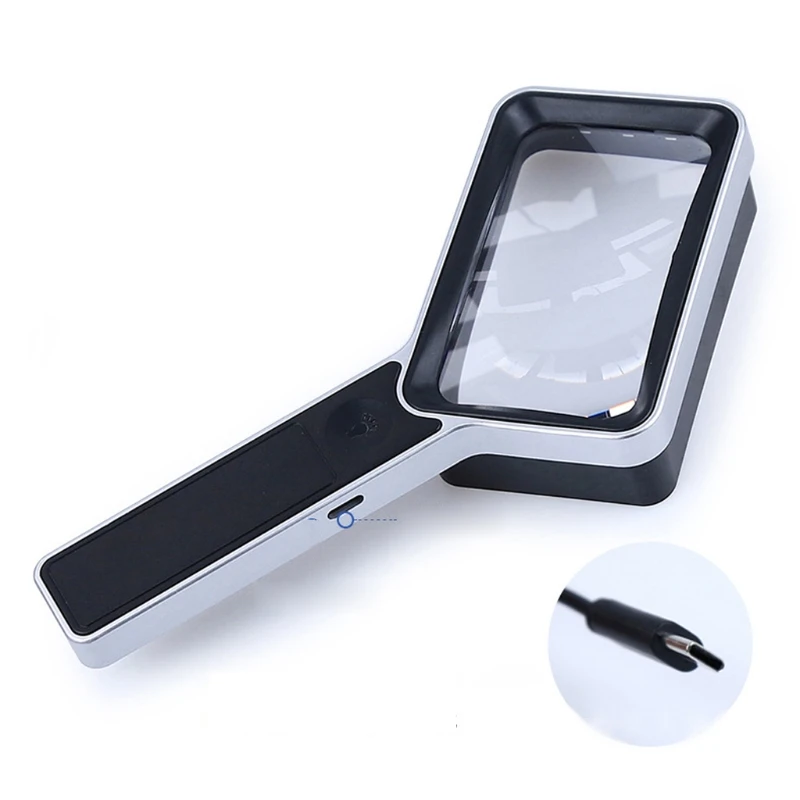 Складное ручное увеличительное стекло с 6 светодиодами, перезаряжаемое, 3x большая, прямоугольная, лупы для чтения, для пожилых детей, книг
Складное ручное увеличительное стекло с 6 светодиодами, перезаряжаемое, 3x большая, прямоугольная, лупы для чтения, для пожилых детей, книг