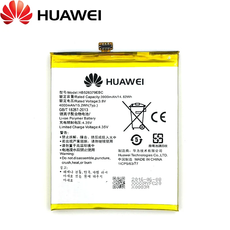 Huawei Original 4000mAh HB526379EBC Battery For Huawei Enjoy 5 Honor 4C Pro Y6 Pro Holly 2 plus TIT-AL00 CL10 TIT-L01 TIT-U02
Huawei Original 4000mAh HB526379EBC Battery For Huawei Enjoy 5 Honor 4C Pro Y6 Pro Holly 2 plus TIT-AL00 CL10 TIT-L01 TIT-U02