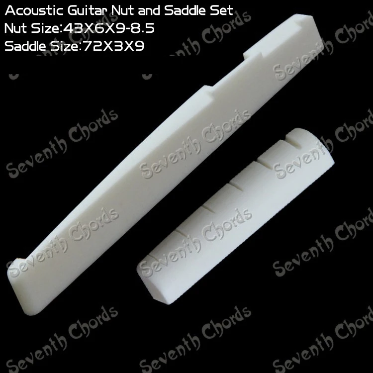A Set Bone Guitar Nut & Bridge Saddle Set for Acoustic Guitar / Nut size 43x6x9-8.5mm / Bridge 72x3x9mm
A Set Bone Guitar Nut & Bridge Saddle Set for Acoustic Guitar / Nut size 43x6x9-8.5mm / Bridge 72x3x9mm