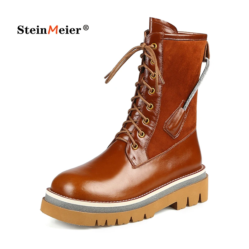 Women Ankle Boots Round Toe Thick Heels Autumn Winter Leisure Platforms Back High Quality Laces Genuine Leather Shoes Woman
Women Ankle Boots Round Toe Thick Heels Autumn Winter Leisure Platforms Back High Quality Laces Genuine Leather Shoes Woman