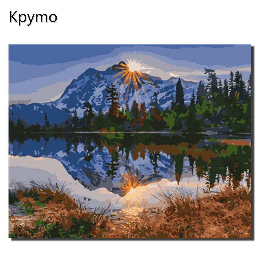 Kpymo рамка краска ing по номерам масляная настенные художественные картины декор