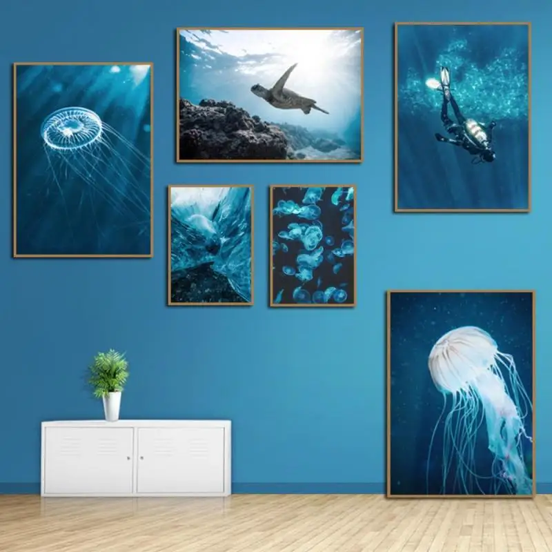 Seascape Underwater World Diving Poster Dolphin Jellyfish Turtle Wall Art Canvas Painting Nordic Posters and Prints Wall Picture
Seascape Underwater World Diving Poster Dolphin Jellyfish Turtle Wall Art Canvas Painting Nordic Posters and Prints Wall Picture